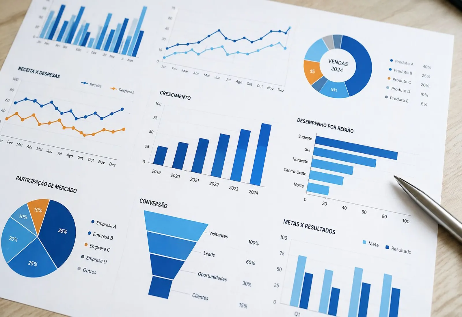 Gráfico de crescimento de tráfego e leads